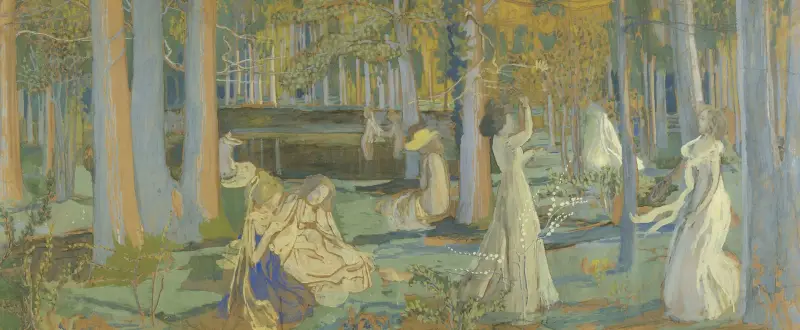 Skiss till 'Jeu de volant'; Den heliga skogen av Maurice Denis