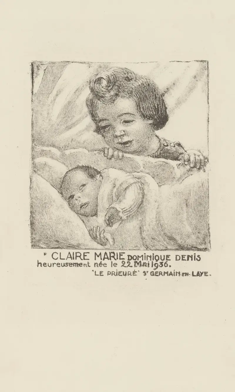 Födelsemeddelande för Claire-Marie-Dominique Denis av Maurice Denis