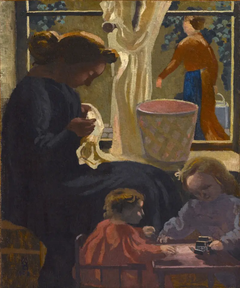 Intimitet eller kvinnan som syr vid fönstret av Maurice Denis