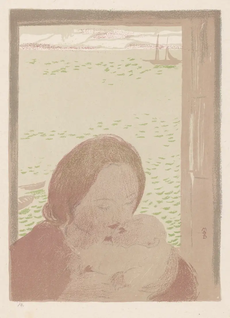 Mor med barn vid havet av Maurice Denis