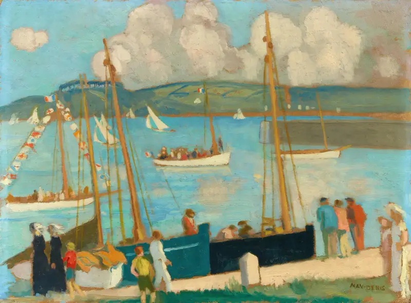 Regattor i Perros-Guirec, vy över hamnen av Maurice Denis