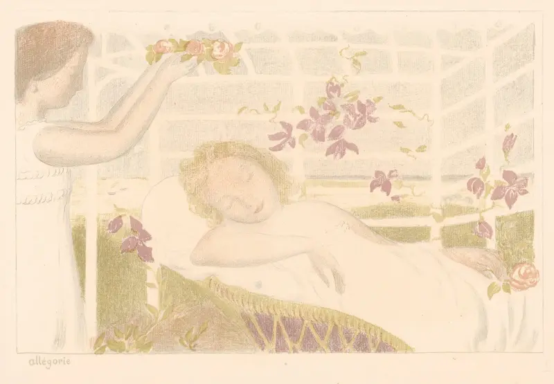 Schlafendes Mädchen erhält einen Blumenkranz von Maurice Denis