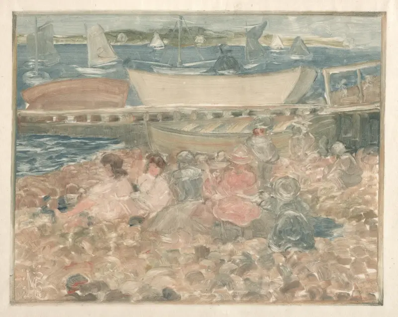 Shipyard, Children Playing av Maurice Prendergast