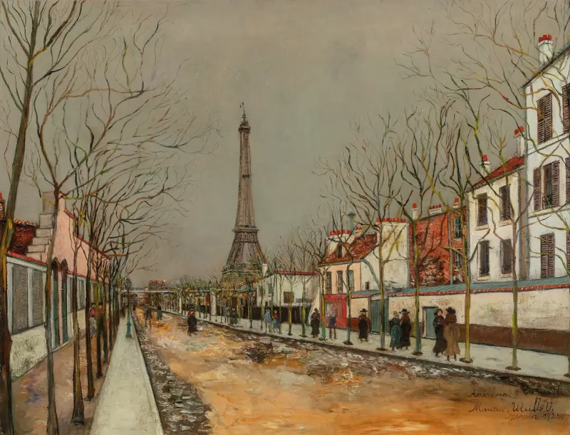 Avenue de Versailles et la Tour Eiffel av Maurice Utrillo