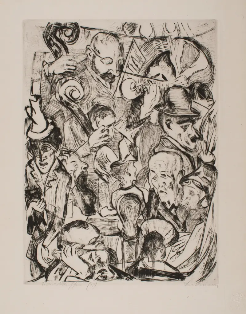 Café Music, plate 9 from the portfolio ‘Faces’ av Max Beckmann