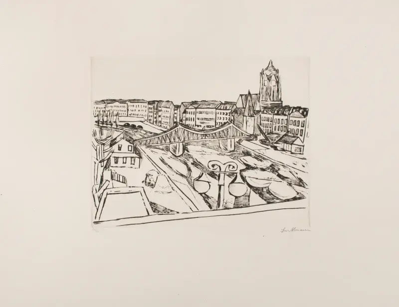 Pohled na město s „Eiserner Steg“, 1923 – Nr. 2, Max Beckmann