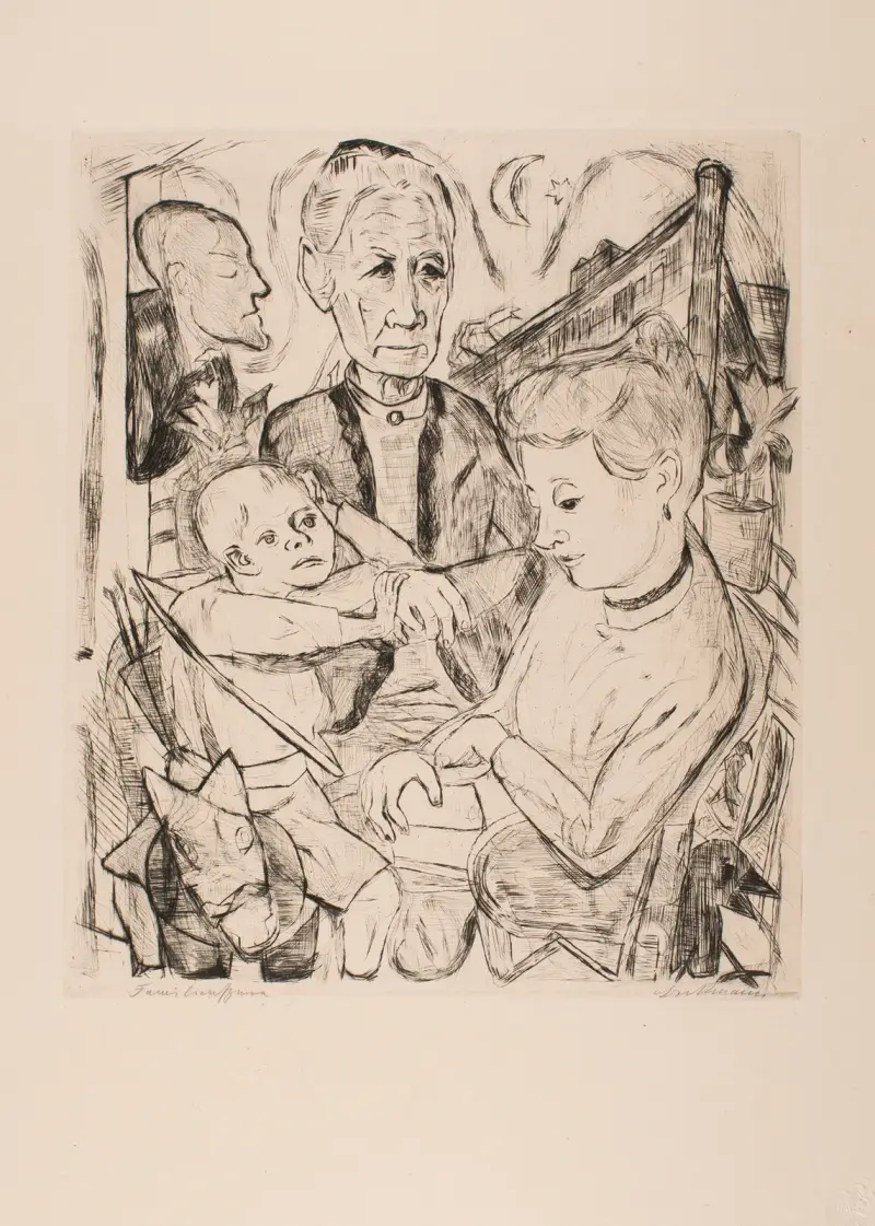 Family Scene (Beckmann Family), plate 2 from the portfolio ‘Faces’ av Max Beckmann