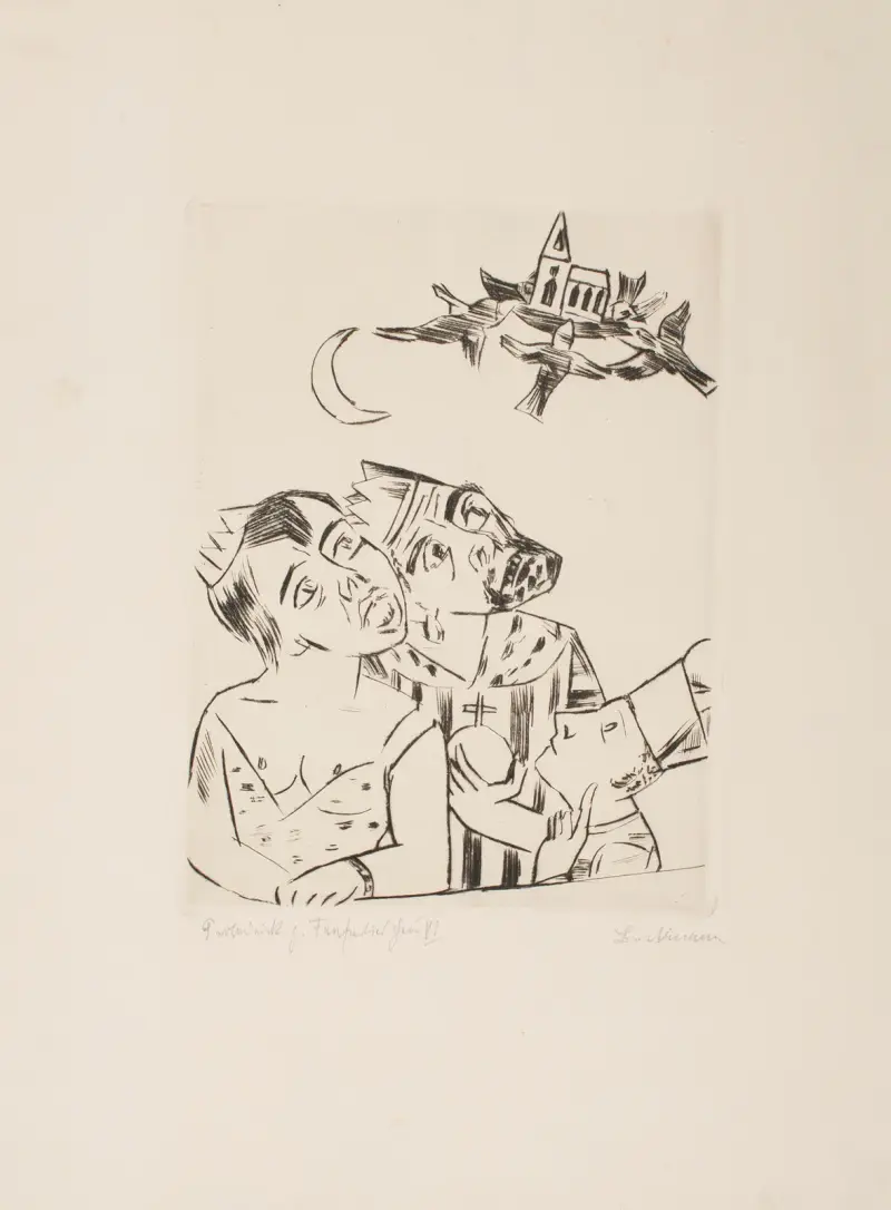 King Jerum, Queen Würgipumba, Ursulus and the Flying Church av Max Beckmann
