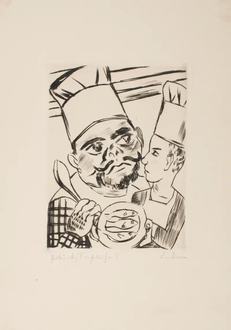 King Jerum’s Son Ursulus as a Cook’s Apprentice in his Father’s Kitchen av Max Beckmann