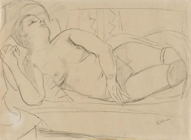 Liegender weiblicher Akt av Max Beckmann
