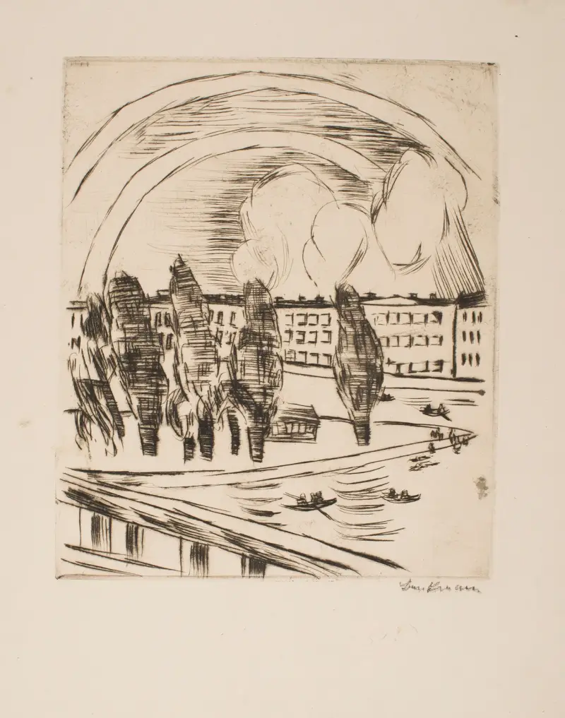 Mainlandschaft mit Regenbogen von Max Beckmann