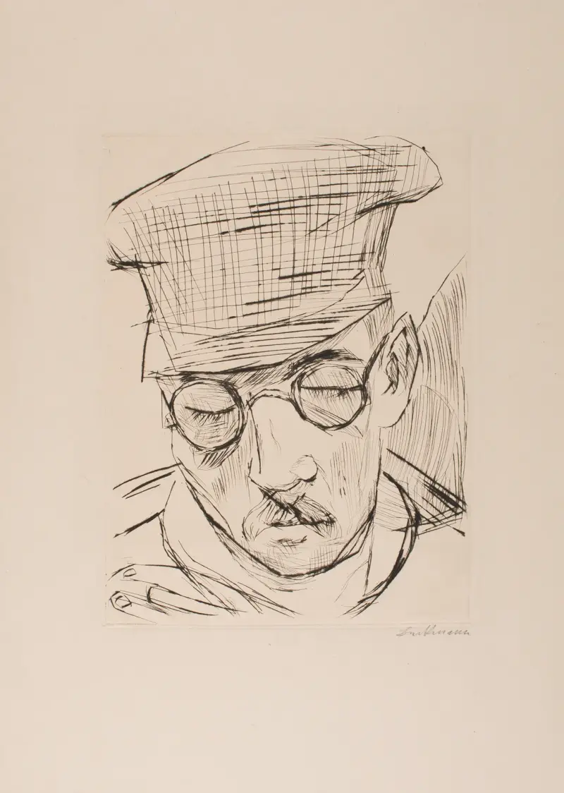 Muž s čepicí a brýlemi, Max Beckmann