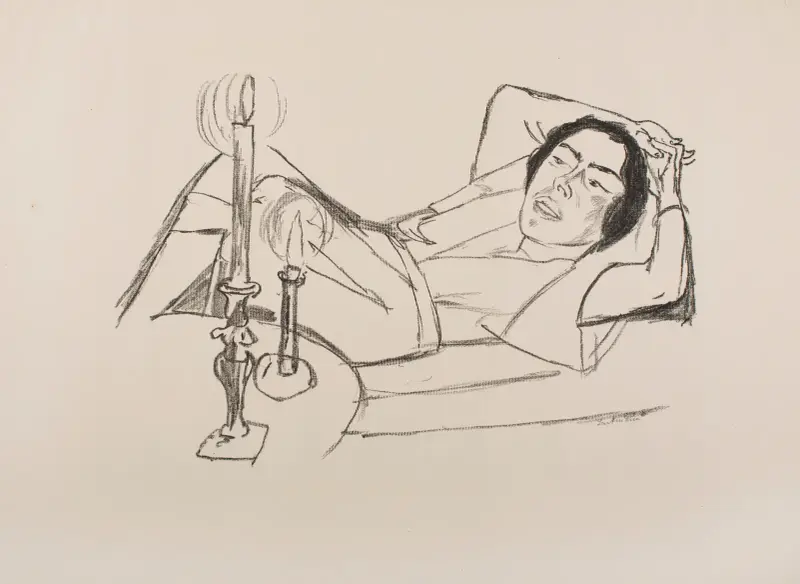 Liegende Frau (Porträt von Johanna Loeb) von Max Beckmann