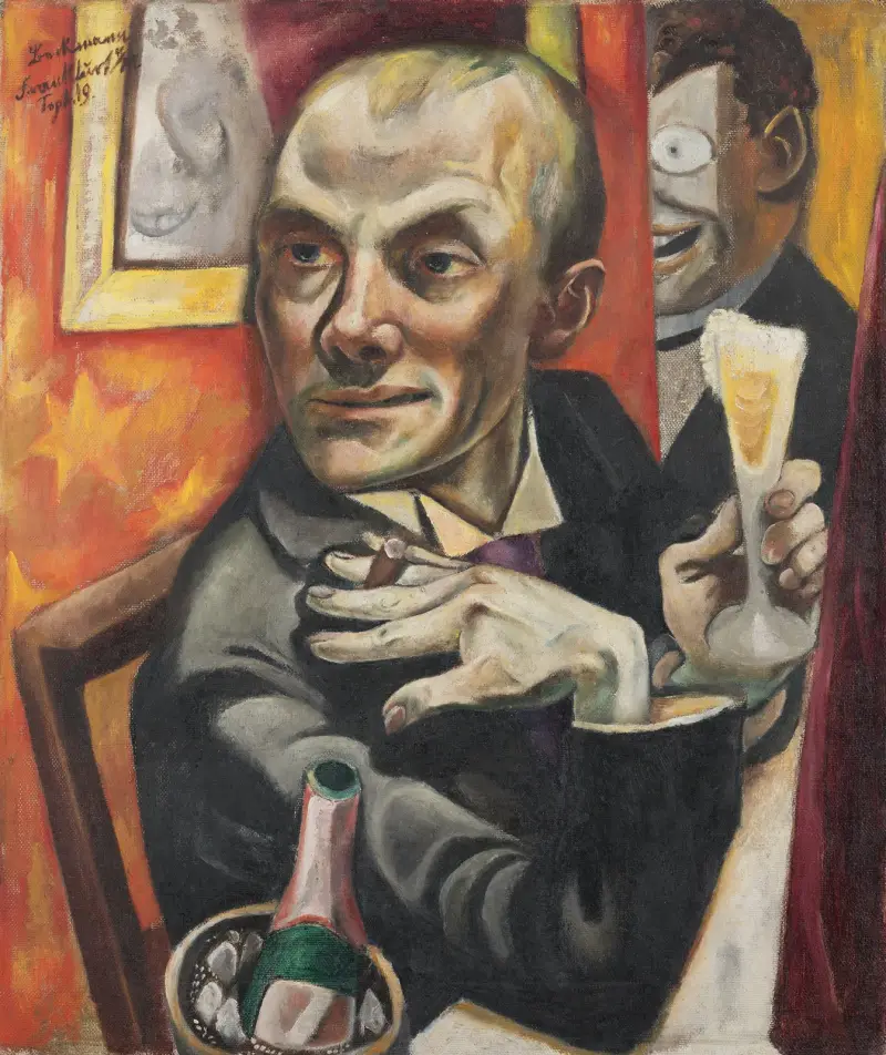Self-Portrait with Champagne Glass av Max Beckmann
