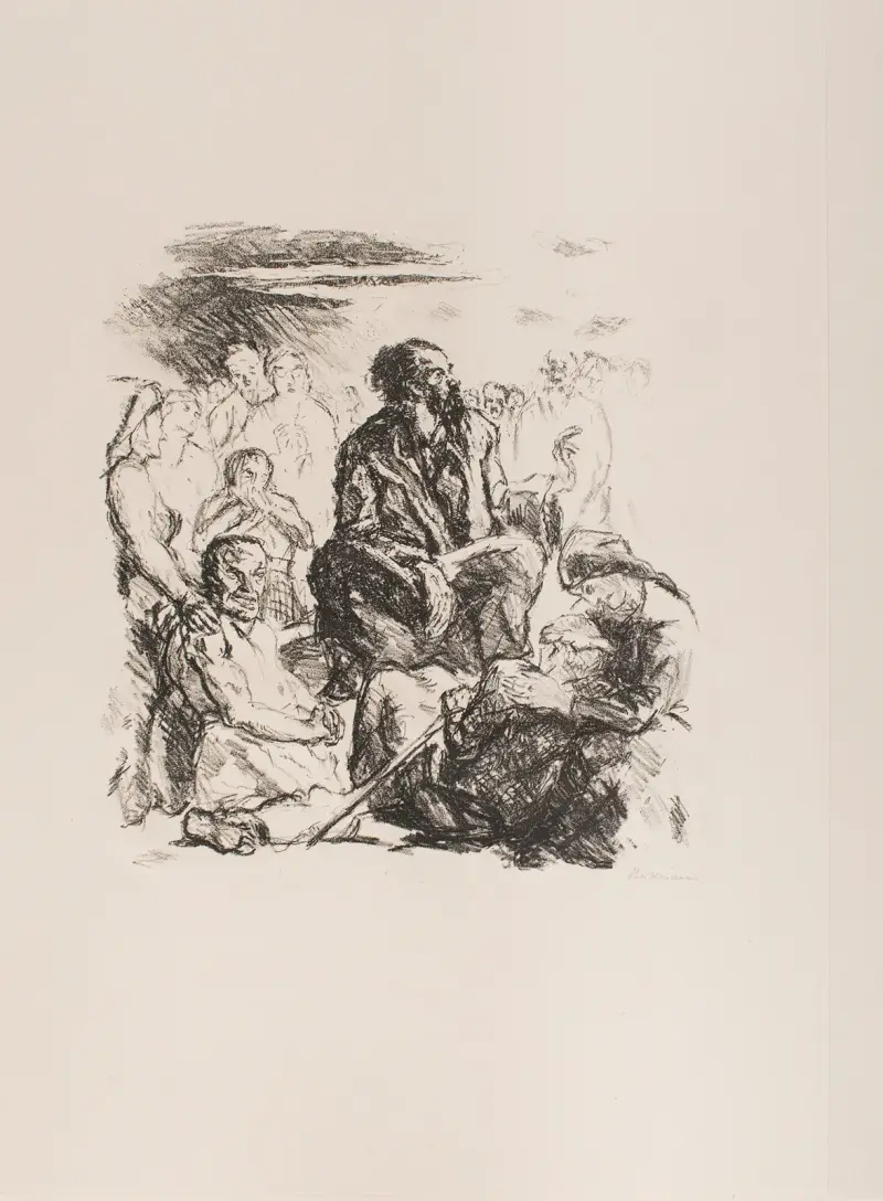 Kazanie na górze, plansza 4 z teki 'Sześć litografii do Nowego Testamentu', Max Beckmann