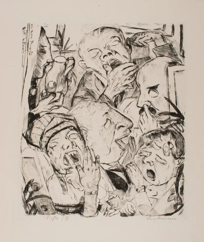 The Yawners, plate 7 from the portfolio ‘Faces’ av Max Beckmann
