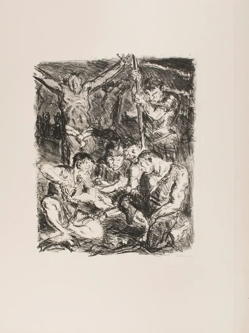 Throwing Dice before the Cross, plate 6 from the portfolio ‘Six Lithographs to the New Testament’ av Max Beckmann