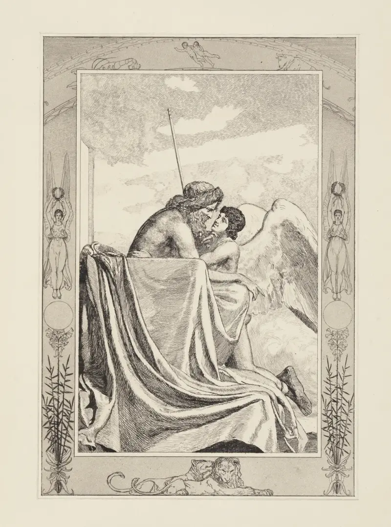 Amor bei Jupiter (Amor und Psyche, Opus V, Blatt 42) von Max Klinger