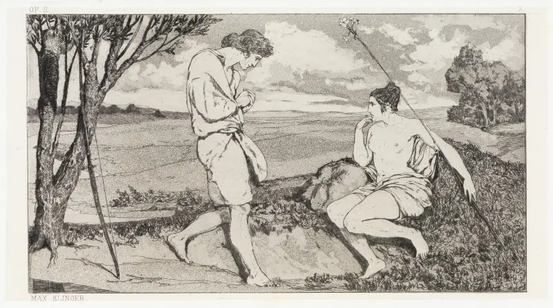 Apollo und Daphne I (Rettungen Ovidischer Opfer, Opus II, Blatt 10) von Max Klinger