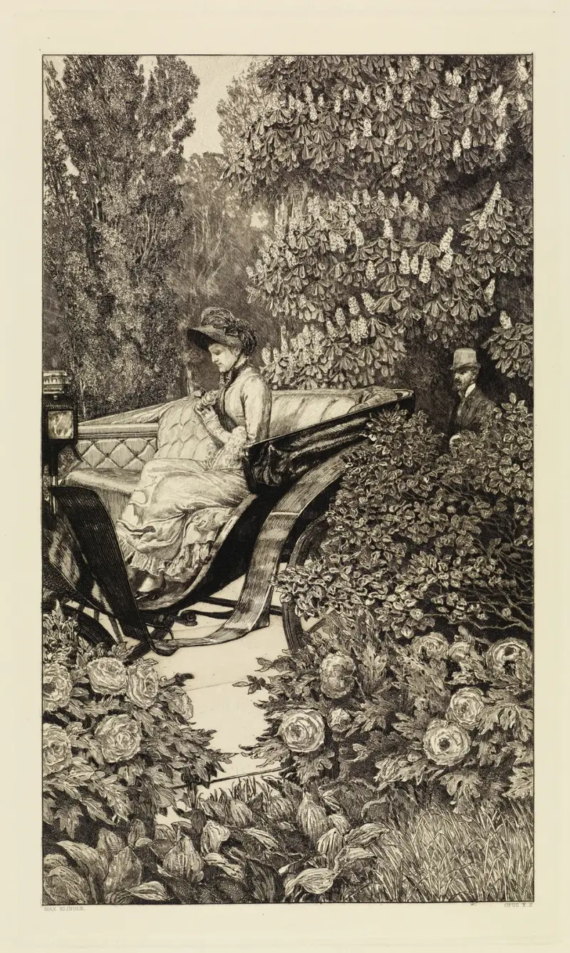 Begegnung (Erste Begegnung) (Eine Liebe, Opus X, Blatt 2) von Max Klinger