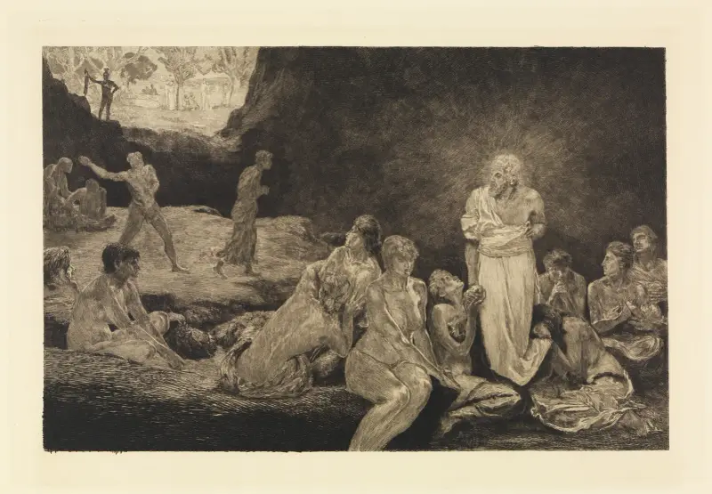 Kristus och synderskorna (Ett liv, Opus VIII, blad 13) av Max Klinger