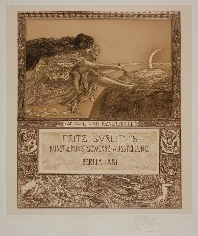 Die Gurlitt-Ausstellungskarte; Fantasie und Künstlerkind av Max Klinger