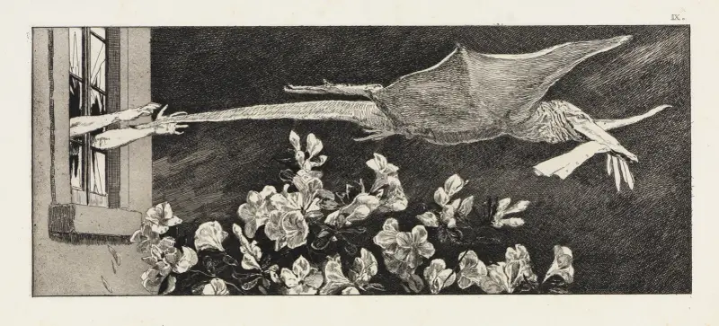 Bortrövandet (En handske, Opus VI, blad 9) av Max Klinger