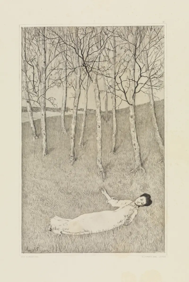 Vårbegynnelse (Etsade skisser, Opus I, blad 4) av Max Klinger