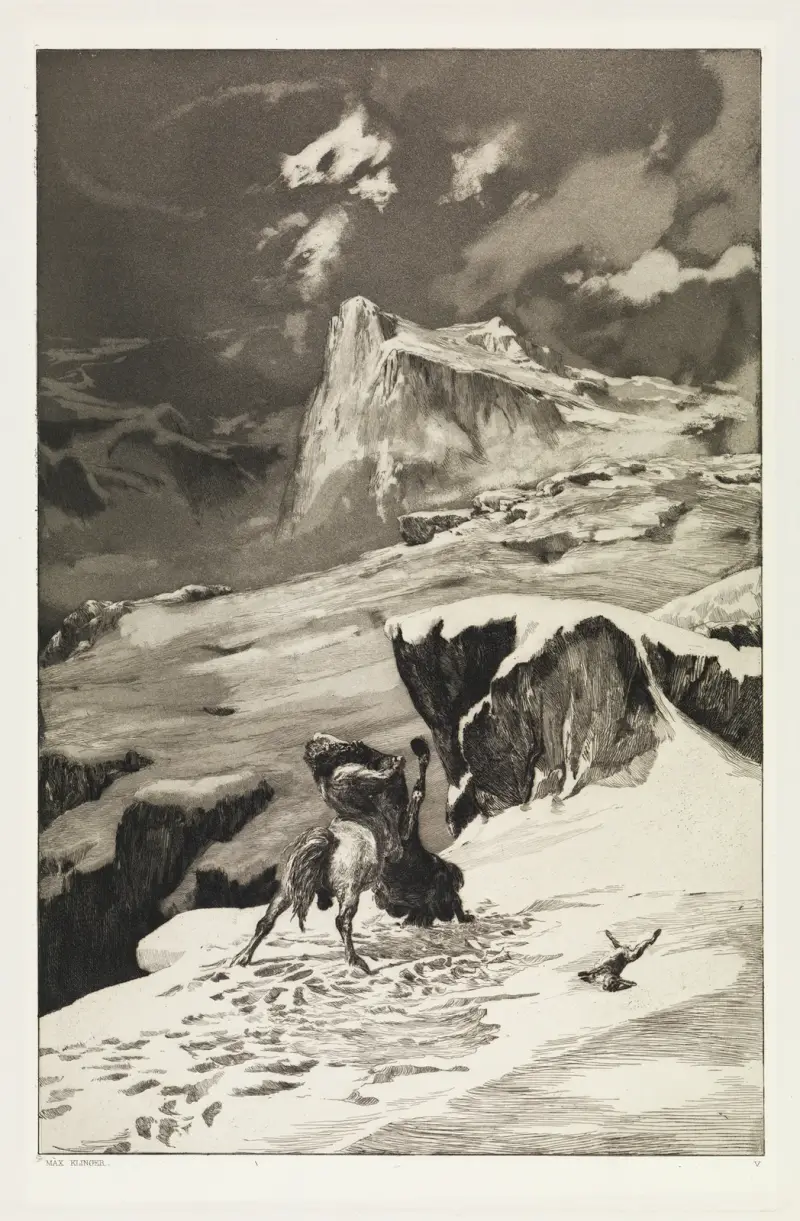 Kämpfende Kentauren (Intermezzi, Opus IV, Blatt 5) von Max Klinger