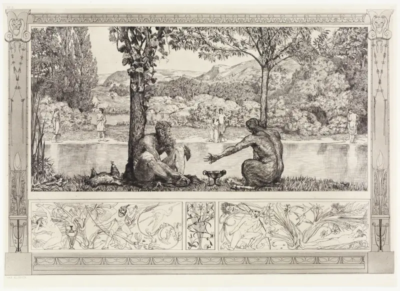 Narcissus a Echo I (Záchrana Ovidiových obětí, Opus II, list 7), Max Klinger