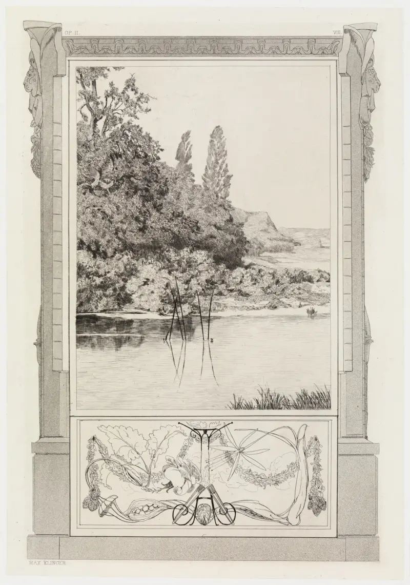 Narcissus a Echo II (Záchrana Ovidiových obětí, opus II, list 8), Max Klinger