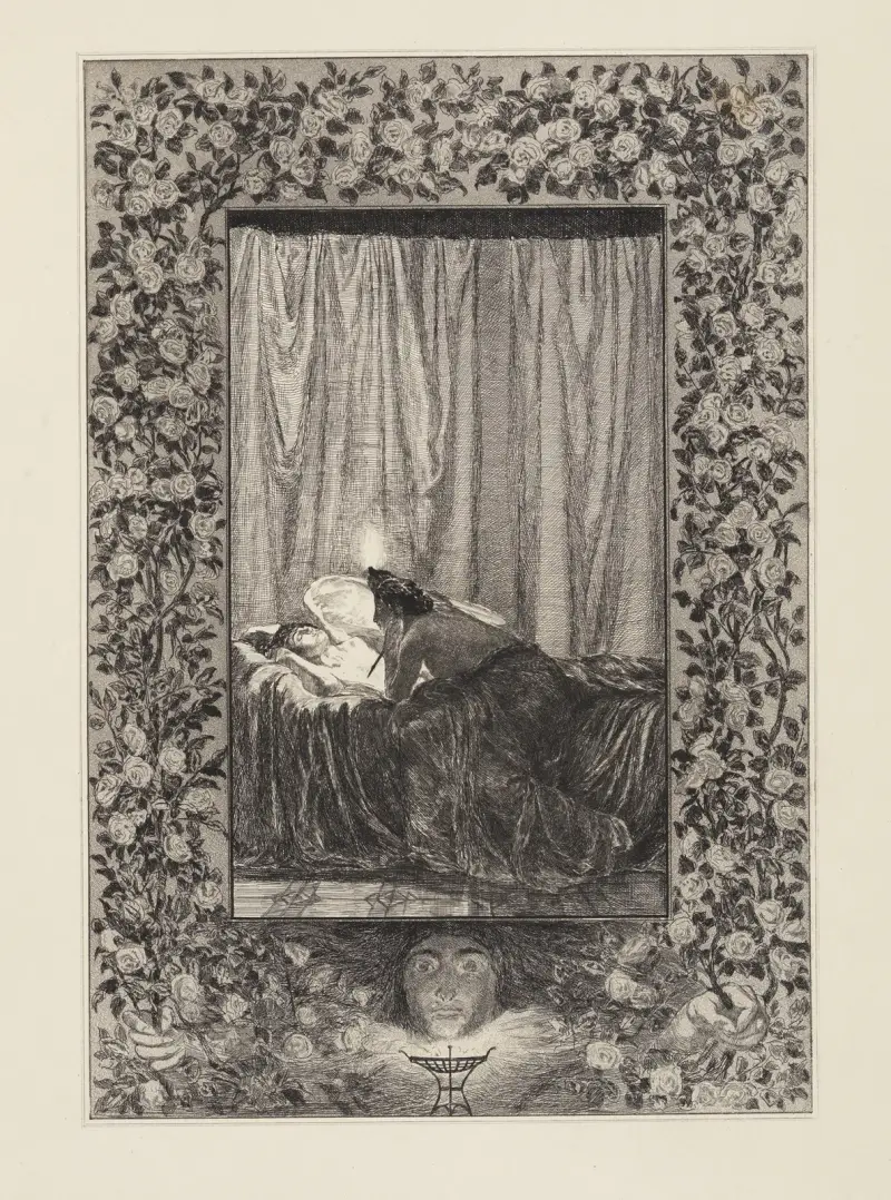 Psyke med lampan (Amor och Psyke, Opus V, blad 19) av Max Klinger