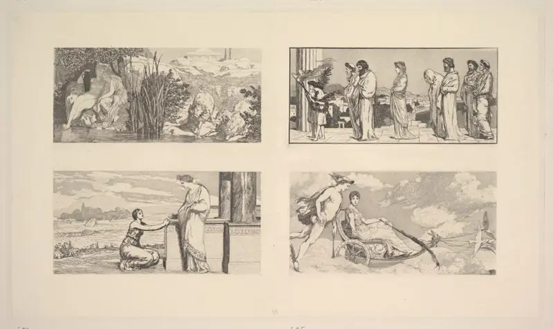 Psyche und Arundo; Hochzeitszug der Psyche; Psyche und Ceres; Venus und Merkur av Max Klinger