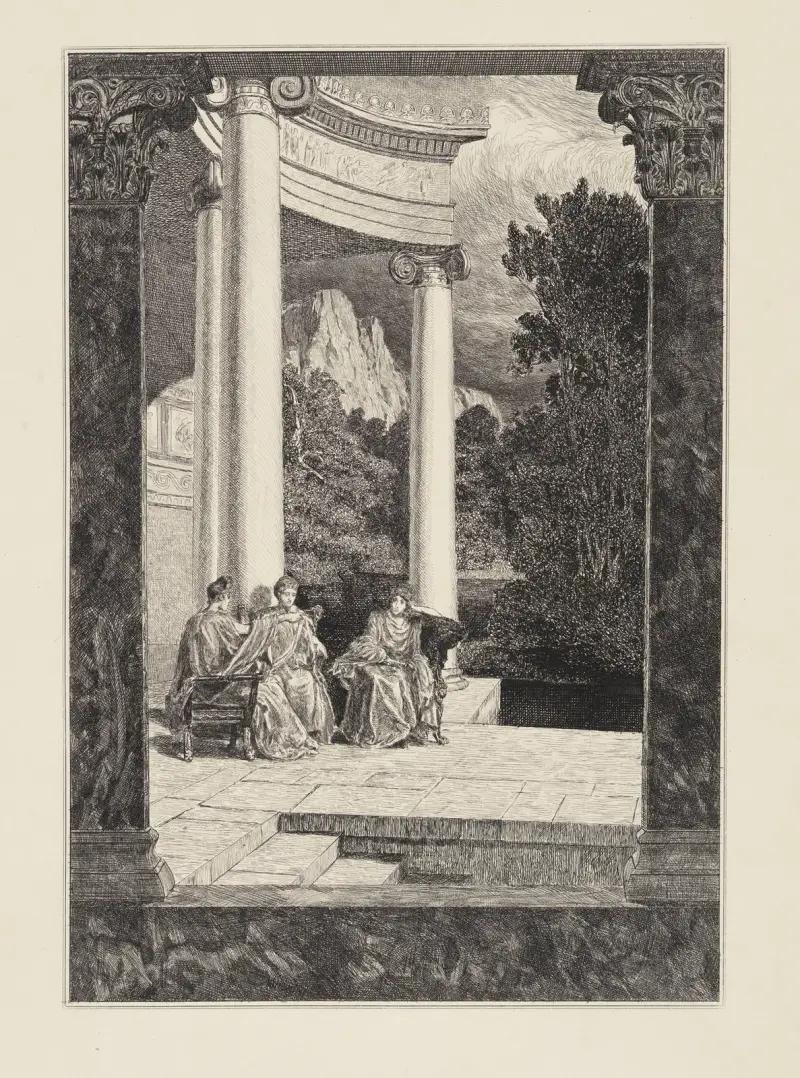 Psyche och hennes systrar (Amor och Psyche, Opus V, blad 18) av Max Klinger