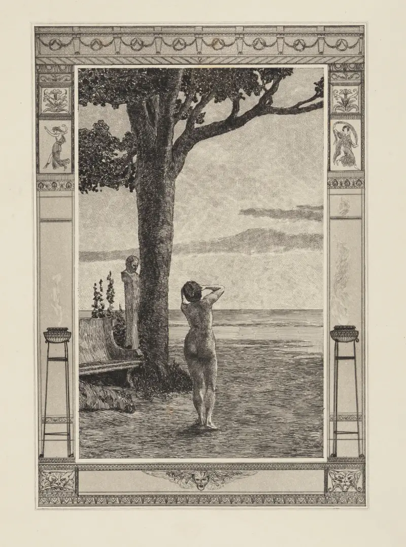 Psyche övergiven (Amor och Psyche, Opus V, blad 22) av Max Klinger