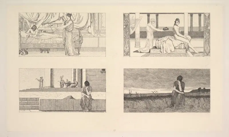 Venus Im Gemache Amors; Psyche Badend; Psyche Im Hause Der Venus; Psyche Ausruhend av Max Klinger