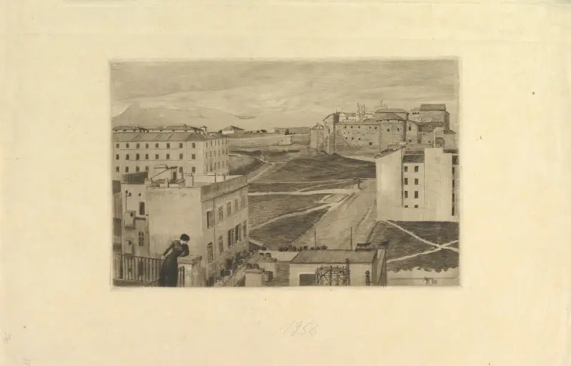 Blick aus dem Atelierfenster des Künstlers, Rom von Max Klinger
