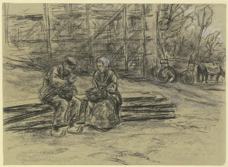 Arbetare som äter sin lunch av Max Liebermann