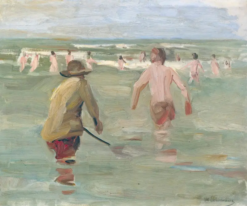 Bathing Boys With Crab Fisherman av Max Liebermann