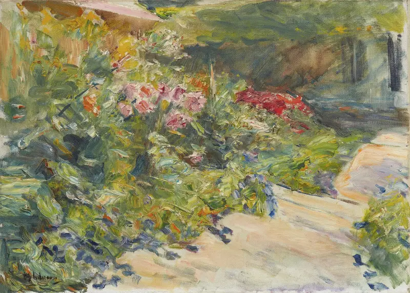 Blomsterträdgård vid trädgårdshuset mot öster av Max Liebermann
