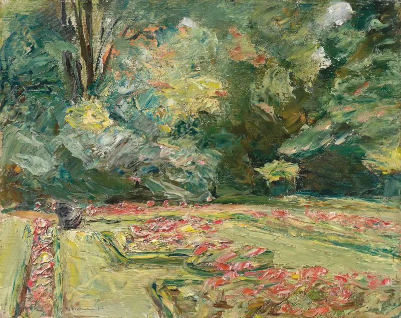 Die Blumenterrasse im Wannseegarten nach Norden av Max Liebermann