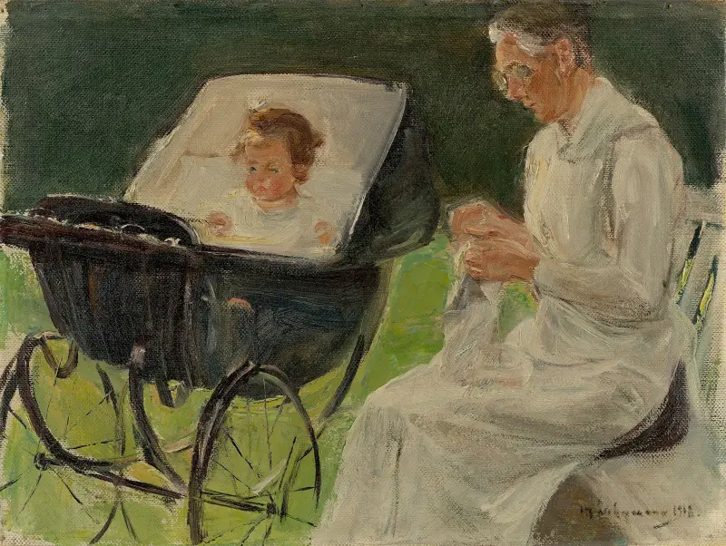 Konstnärens sondotter med sin barnflicka i Wannseeträdgården av Max Liebermann