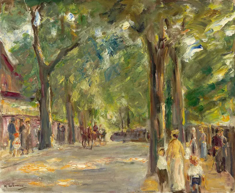 Die Große Seestrasse in Wannsee mit Spaziergängern av Max Liebermann