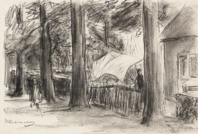 Byväg med gamla träd av Max Liebermann
