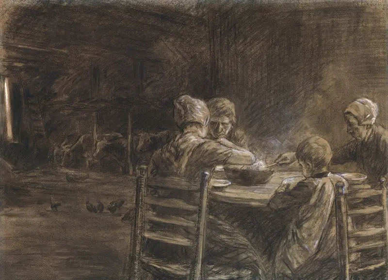 Östfrisiska bönder äter kvällsmat av Max Liebermann