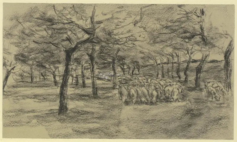 Flock av får på en aveny av Max Liebermann