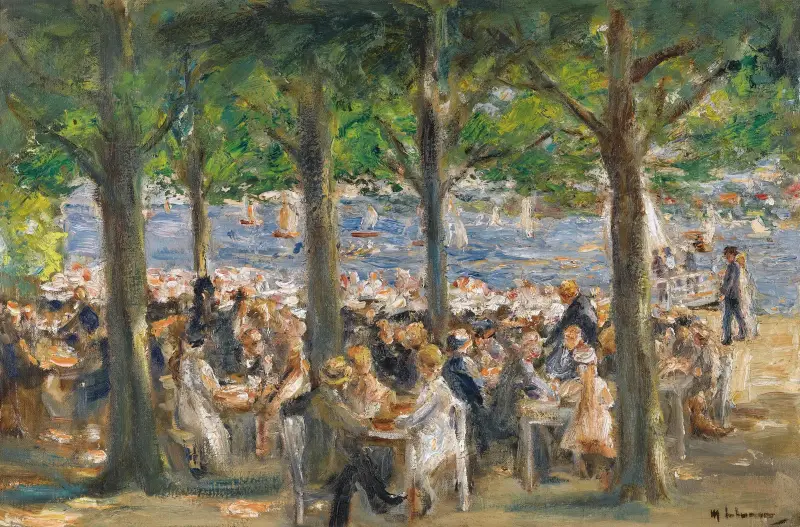 Trädgårdsservering vid Havel under träd av Max Liebermann