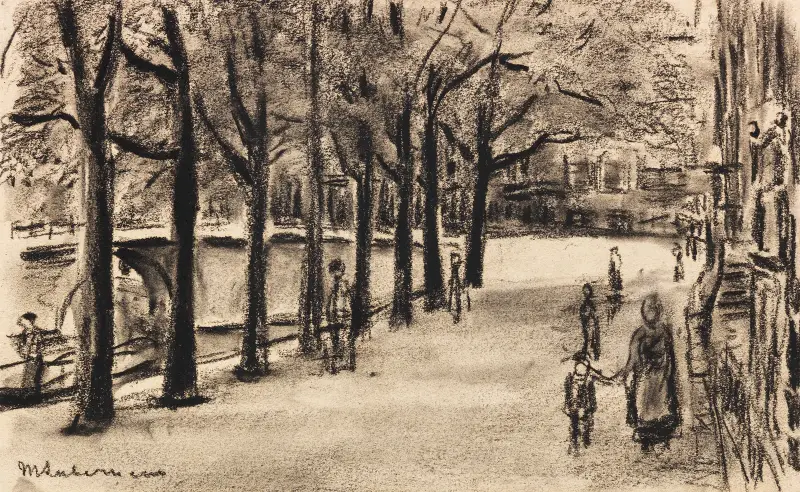Kanal i Amsterdam med bro av Max Liebermann