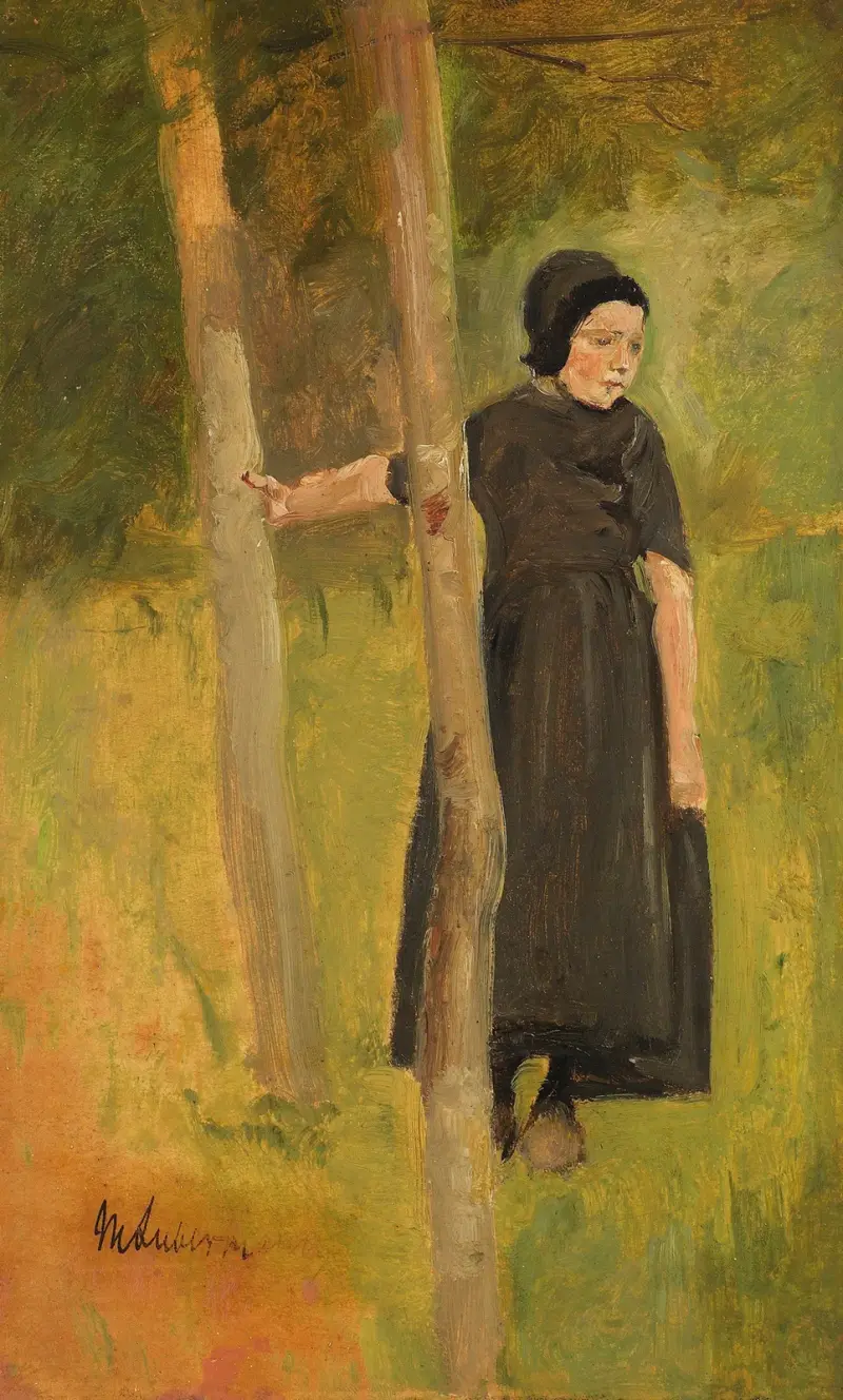 Barn under träd – studie till 'Spelande barn' av Max Liebermann