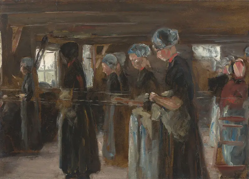 Kompositionsstudie till Linberedningsladan i Laren av Max Liebermann